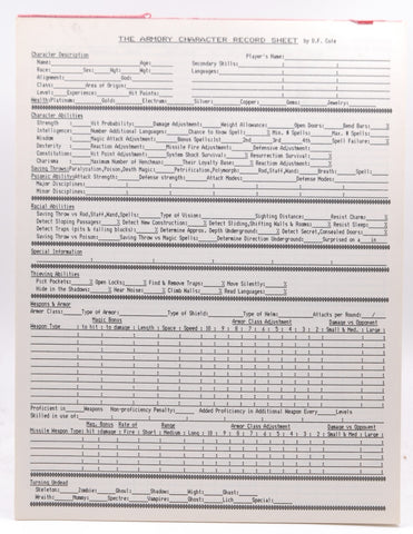 The Armory Character Record Sheets DF Cole, by DF Cole