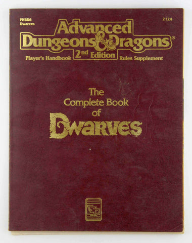 AD&D 2e The Complete Book of Dwarves Fair+, by Bambra, et al  