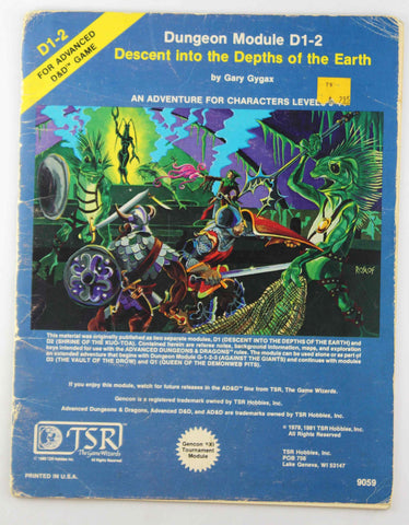 AD&D D1-2 Descent into the Depths of the Earth Rubbed, by Gary Gygax  