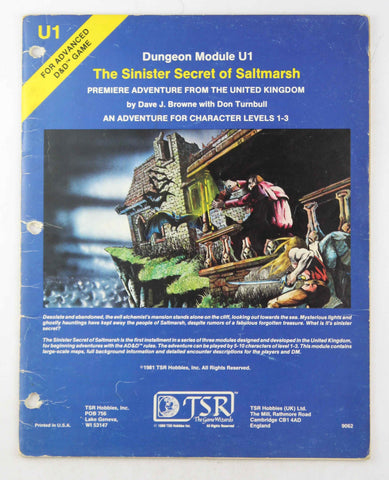 The Sinister Secret Of Saltmarsh (AD&D Roleplaying, Module U1), by Don Turnbull, Dave Browne  