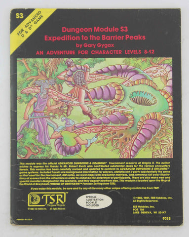 AD&D S3 Expedition to the Barrier Peaks VG+, by Gygax  