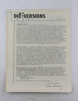 Die-Versions RPG Newsletter/Zine February 1989, by Dan DePalma  