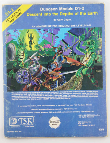 Descent into the Depths of the Earth (Advanced Dungeons & Dragons Module D1-2), by Gygax, Gary  