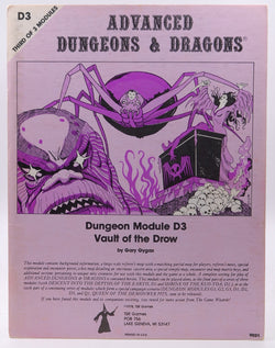 AD&D D3 Vault of the Drow Monochrome, by Gary Gygax  