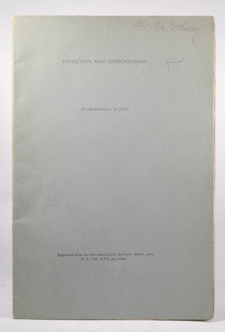 Evolution and Consciousness Psychology, by Professor CH Judd  