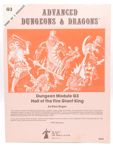 AD&D G3 Hall of the Fire Giant King VG, by Gary Gygax  