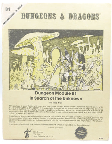 D&D B1 In Search of the Unknown Monochrome, by Mike Carr  