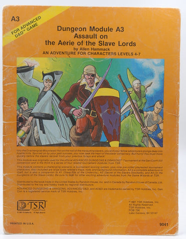 AD&D A3 Assault on the Aerie of the Slave Lords Fair+, by Allen Hammack  