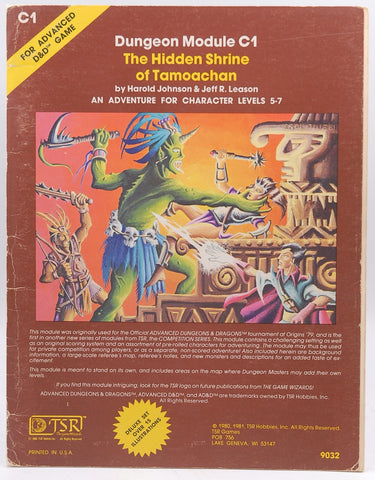 Hidden Shrine of Tamoachan (Advanced Dungeons and Dragons Module C1), by Johnson, Harold  