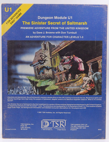 The Sinister Secret Of Saltmarsh (AD&D Roleplaying, Module U1), by Don Turnbull, Dave Browne  