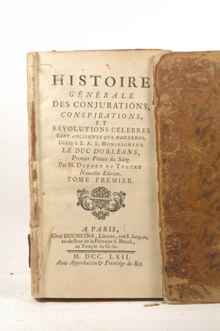 Histoire G?nerale des Conjurations, Conspirations et R?volutions C?lebres tant ancienne que modernes. Nouvelle ?dition.Tome Premier, by Duport du Tertre, M  