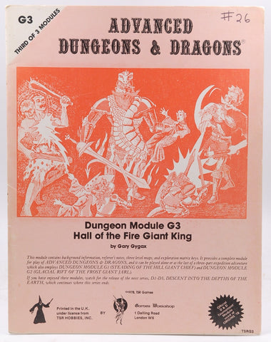 G3 AD&D Hall of the Fire Giant King GW Games Workshop, by Gary Gygax  