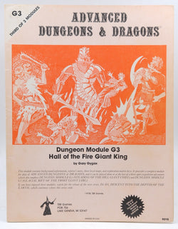 AD&D G3 Hall of the Fire Giant King Monochrome TSR, by Gary Gygax  