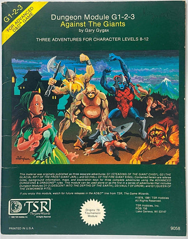G1-2-3 AD&D Against the Giants TSR VG, by Gary Gygax  