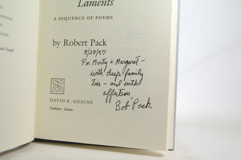 Clayfeld Rejoices, Clayfeld Laments: A Sequence of Poems, by Robert Pack Signed First Edition